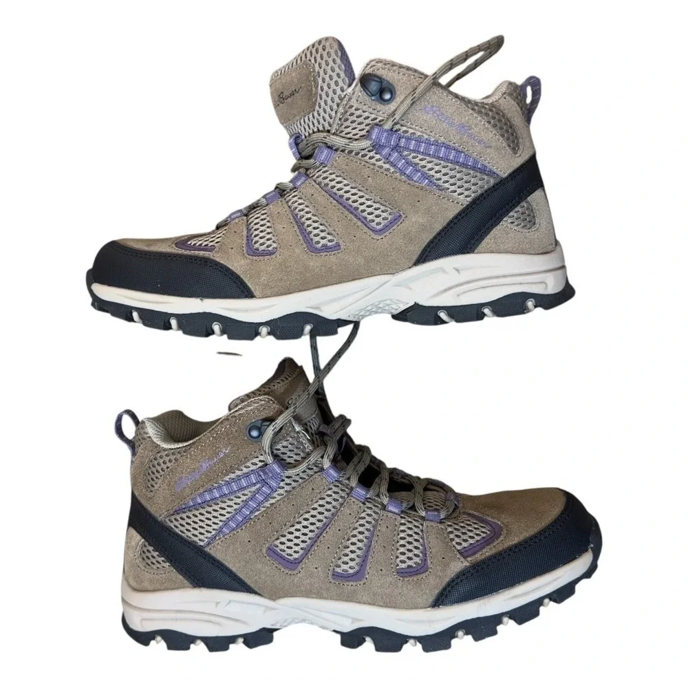 Eddie Bauer Astoria Hiking Boots Gray Purple Lace Up Trail‎ Trek Shoes US 9M